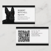 Dog Trainer Black German Shepherd QR Code Visitenkarte (Vorne/Hinten)