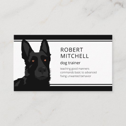 Dog Trainer Black German Shepherd QR Code Visitenkarte (Vorderseite)