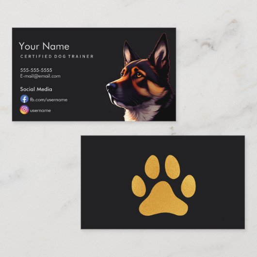 Dog Trainer Business Card mit deutschem Schäferhun Visitenkarte (Vorne/Hinten)