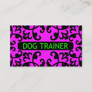 Dog Trainer Damask Business Card Visitenkarte