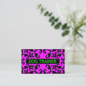 Dog Trainer Damask Business Card Visitenkarte (Stehend Vorderseite)