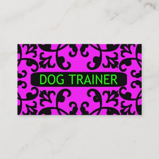 Dog Trainer Damask Business Card Visitenkarte (Vorderseite)