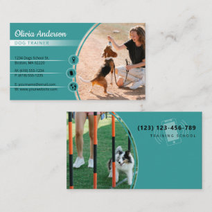 Dog Trainer Dog Training School Aqua Visitenkarte