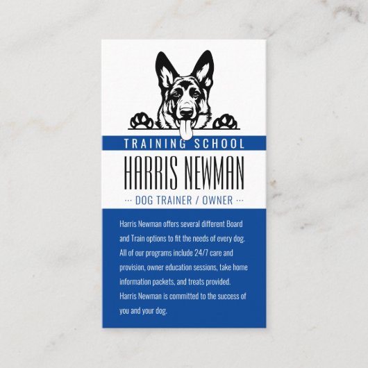 Dog Trainer | Dog Training School Deep Blue Visitenkarte (Vorderseite)