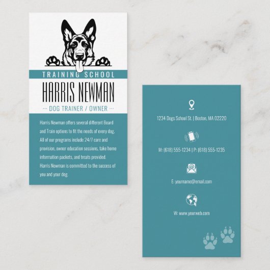 Dog Trainer | Dog Training School Visitenkarte (Vorne/Hinten)