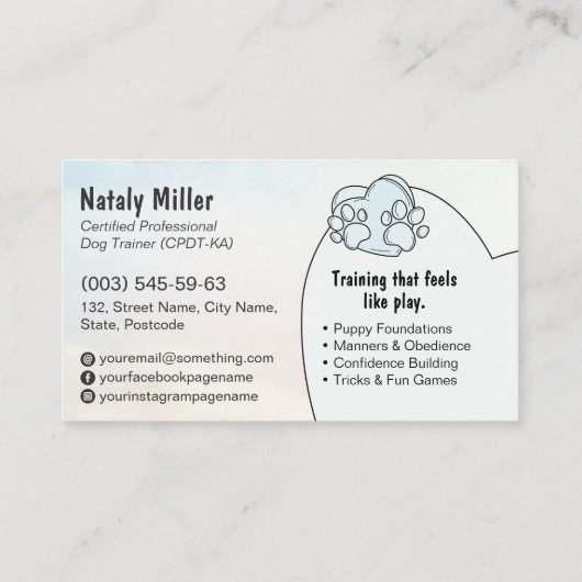 Dog Trainer - Happy Dog Visitenkarte (Rückseite)