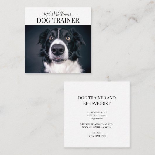 Dog Trainer oder Verhaltensforscher Quadratische Visitenkarte (Vorne/Hinten)