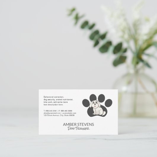 Dog Trainer | Sitter | Niedliche Doggie Sitzen Visitenkarte (Stehend Vorderseite)