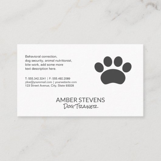 Dog Trainer | Sitter | Paw Print Visitenkarte (Vorderseite)