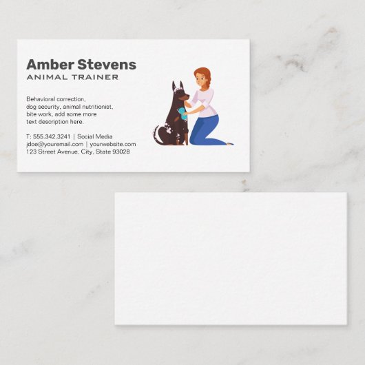 Dog Trainer | Sitter | Weiblicher Hund Visitenkarte (Vorne/Hinten)