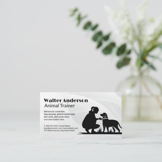 Dog Trainer | Tierdienste Visitenkarte (Stehend Vorderseite)