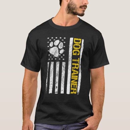 Dog Trainer USA Flag Hund T-Shirt (Vorderseite)
