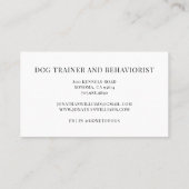 Dog Trainer Verhaltensforscher Visitenkarte (Rückseite)