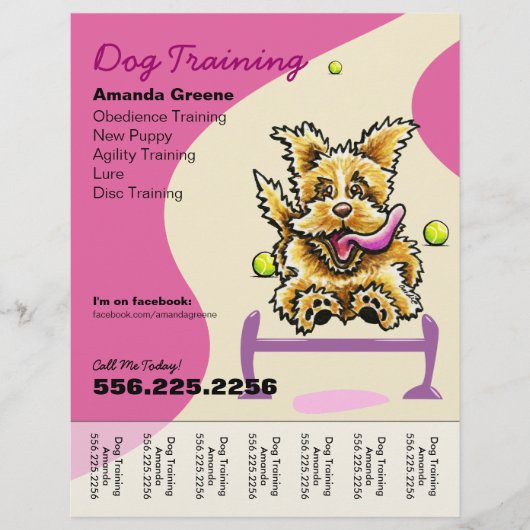 Dog Training Trainer Active Terrier Ad Tee Sheet Flyer (Vorne)