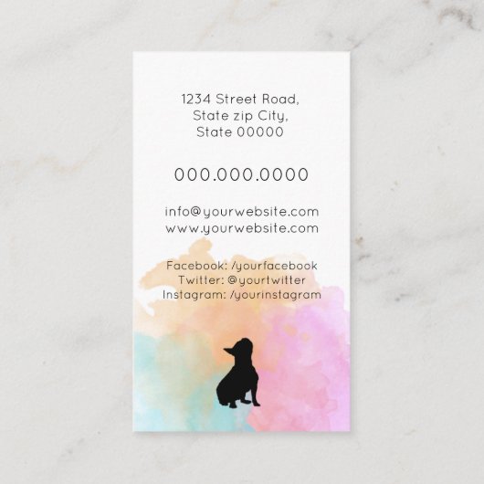 Dog Training Visitenkarte (Rückseite)