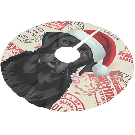 Dog tree skirt black lab polyester weihnachtsbaumdecke (Schrägansicht)