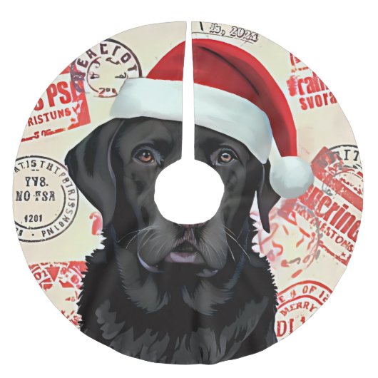 Dog tree skirt black lab polyester weihnachtsbaumdecke (Vorderseite)