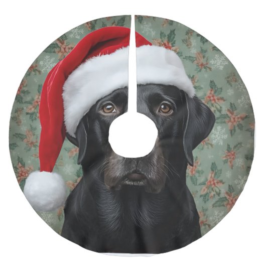 Dog tree skirt black lab polyester weihnachtsbaumdecke (Vorderseite)