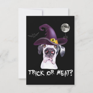 Dog Trick Or Meat Great Dane Witch Hat Bat Moon Dankeskarte