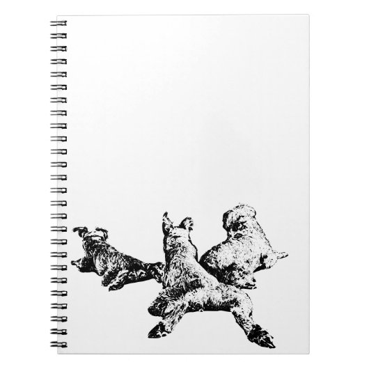 Dog Trio Notebook – Black & White Ink Cover Notizblock (Vorderseite)