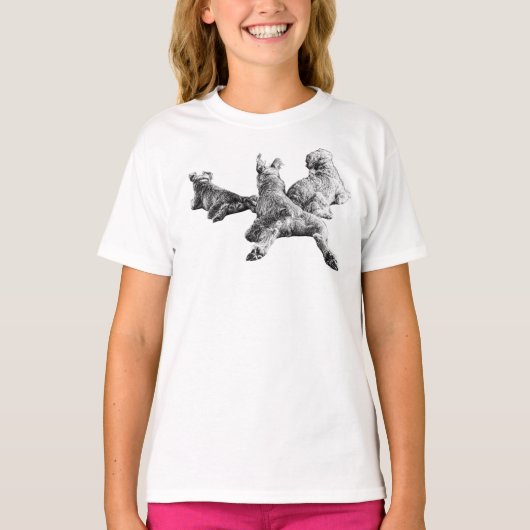 Dog Trio T-Shirt – Realistic Back View (Vorderseite)