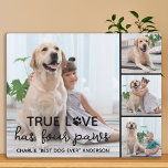 DOG True LOVE Personalisierter Hund Lover 4 Bild Fotoplatte<br><div class="desc">True Love hat vier Paws ! Feiern Sie Ihre beste Freundin mit einer individuellen, einzigartigen Hundeplakette und Sake-Foto. Überraschen Sie Ihren Lieblingshundliebhaber, ob Geburtstag, Muttertag, Valentinstag oder Weihnachten mit dieser niedlichen Liebe Foto-Hundeplakette. Diese wahre Liebe mit Pfotendruck-Hundeschild-Foto-Plakette ist das ideale Geschenk für sich selbst, Familie oder Freunde, denn wir alle...</div>