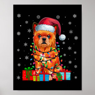 Dog Ugly Xmas Lights Weihnachtsmannmütze Brussels Poster