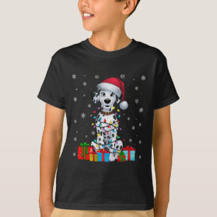 Dog Ugly Xmas Lights Weihnachtsmannmütze Dalmatine T-Shirt