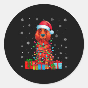 Dog Ugly Xmas Lights Weihnachtsmannmütze Irish Set Runder Aufkleber