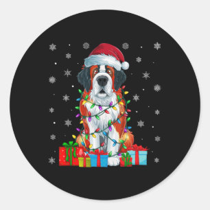 Dog Ugly Xmas Lights Weihnachtsmannmütze Saint Ber Runder Aufkleber