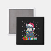 Dog Ugly Xmas Lights Weihnachtsmannmütze Schnauzer Magnet (Vorderseite/Rückseite)