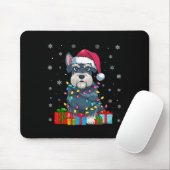 Dog Ugly Xmas Lights Weihnachtsmannmütze Schnauzer Mousepad (Mit Mouse)