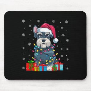 Dog Ugly Xmas Lights Weihnachtsmannmütze Schnauzer Mousepad