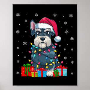 Dog Ugly Xmas Lights Weihnachtsmannmütze Schnauzer Poster