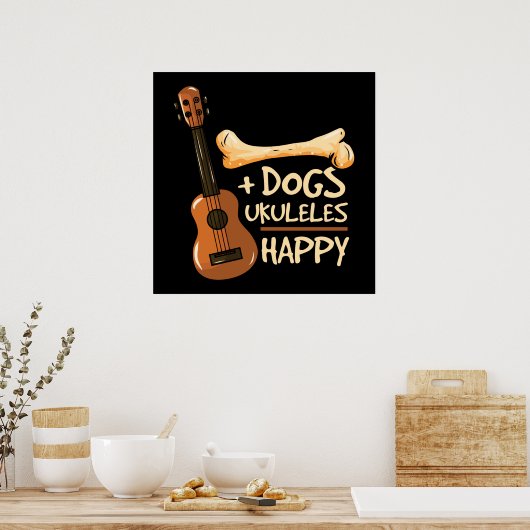 Dog Ukuleles Happy Poster (Küche)