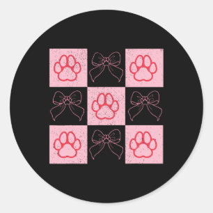 Dog Valentine Coquette Bow Dog Paw Herz Valentine Runder Aufkleber