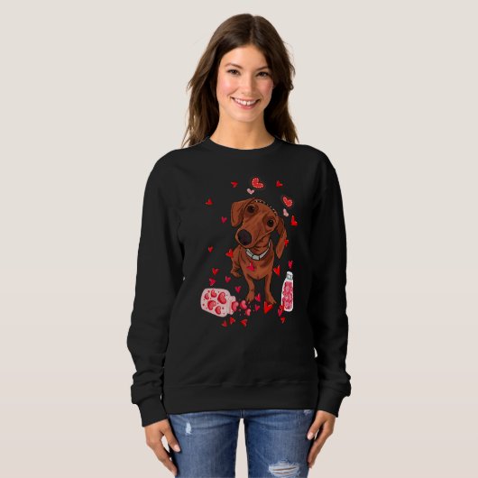 Dog Valentine Cute Dachshund Valentine's Day Sweatshirt (Vorne ganz)