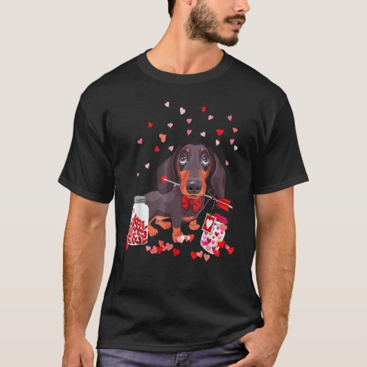 Dog Valentine Cute Dachshund Valentine's Day T-Shirt (Vorderseite)