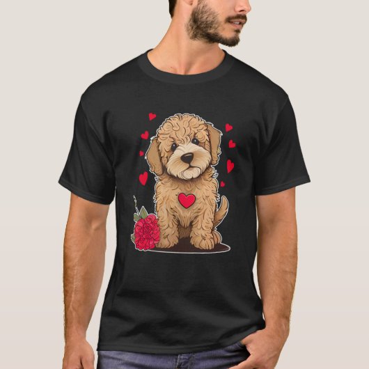 Dog Valentine Cute Golden Doodle Valentine's Day T-Shirt (Vorderseite)
