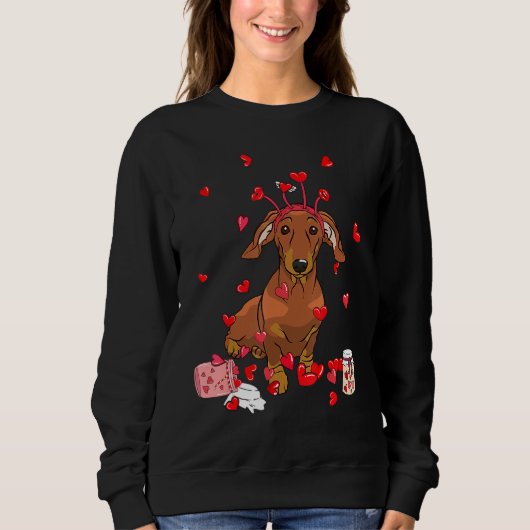 Dog Valentine Gift Cute Dachshund Valentine's Day Sweatshirt (Vorderseite)