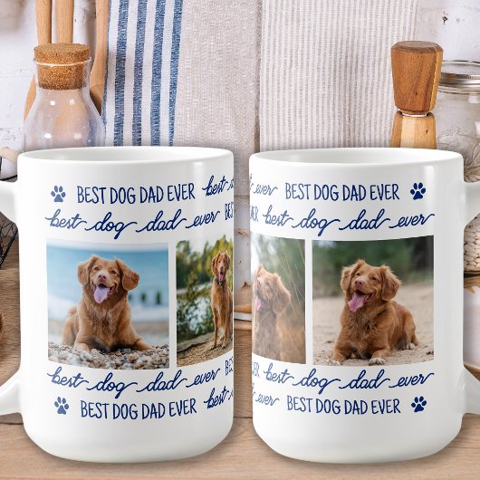 DOG VATER Custom 4 Pet Foto Collage Paw Prints Kaffeetasse
