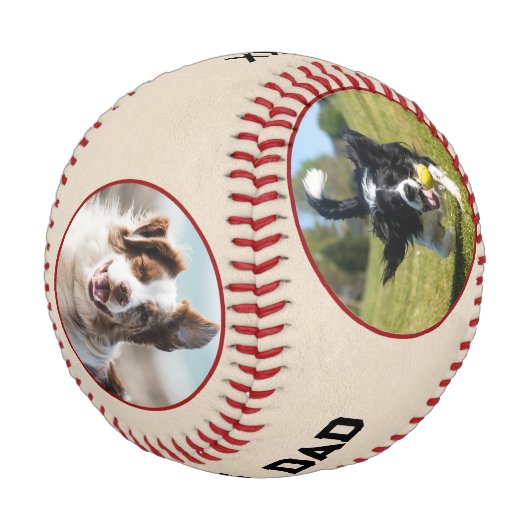 Dog Vater Foto Collage Geschenk Baseball (Schrägansicht)