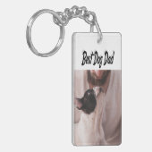 Dog Vater Foto Schwarzer Text Schlüsselanhänger (Vorderseite links)