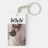 Dog Vater Foto Schwarzer Text Schlüsselanhänger (Rückseite)
