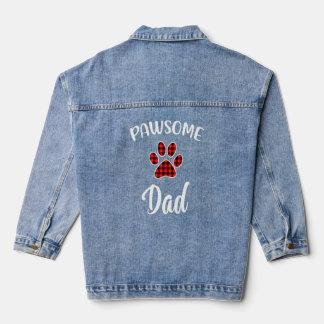 Dog Vater Paw Print Red Buffalo Kariert Matching P Jeansjacke