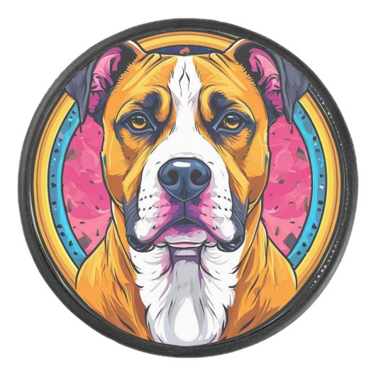 Dog Vector Illustration Eishockey Puck (Vorderseite)