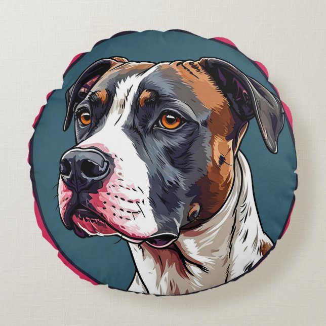 Dog Vector Illustration Rundes Kissen (Vorderseite)