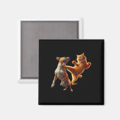 Dog Vs Cat Kick Boxing Fighting Funny Cat Joke Pub Magnet (Vorderseite/Rückseite)
