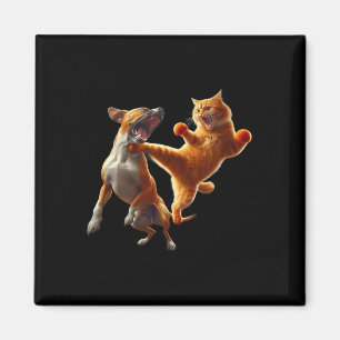 Dog Vs Cat Kick Boxing Fighting Funny Cat Joke Pub Magnet