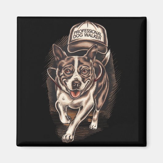 Dog Waking Professional Dog Walker Hat Graphic  Magnet (Vorne)